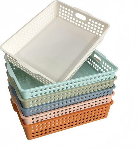 6 حزمة سلال ورق ملونة في الفصل الدراسي ، صينية تنظيم المكتب لأوراق A4 ، صناديق الورق البلاستيكية لتخزين الفصول الدراسية ، واتجه في صواني للمعلمين والطلاب ، وصواني غرفة مكتب المكتب (لون مشرق) in Kuwait