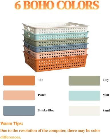 6 حزمة سلال ورق ملونة في الفصل الدراسي ، صينية تنظيم المكتب لأوراق A4 ، صناديق الورق البلاستيكية لتخزين الفصول الدراسية ، واتجه في صواني للمعلمين والطلاب ، وصواني غرفة مكتب المكتب (لون مشرق) in Kuwait