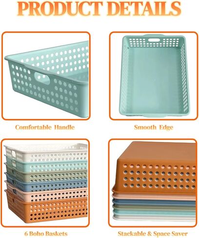 6 حزمة سلال ورق ملونة في الفصل الدراسي ، صينية تنظيم المكتب لأوراق A4 ، صناديق الورق البلاستيكية لتخزين الفصول الدراسية ، واتجه في صواني للمعلمين والطلاب ، وصواني غرفة مكتب المكتب (لون مشرق) in Kuwait