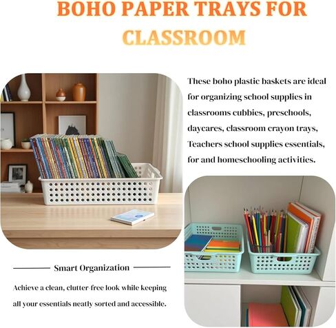 6 حزمة سلال ورق ملونة في الفصل الدراسي ، صينية تنظيم المكتب لأوراق A4 ، صناديق الورق البلاستيكية لتخزين الفصول الدراسية ، واتجه في صواني للمعلمين والطلاب ، وصواني غرفة مكتب المكتب (لون مشرق) in Kuwait