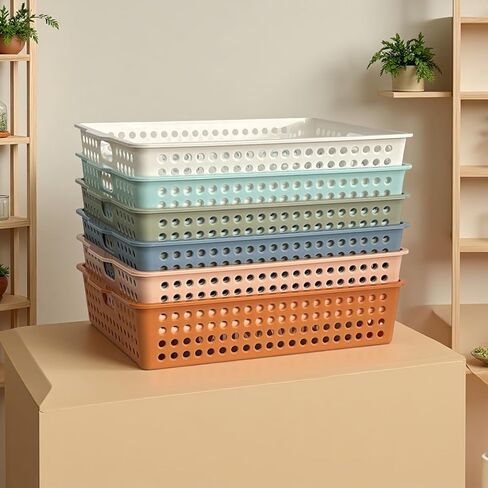 6 حزمة سلال ورق ملونة في الفصل الدراسي ، صينية تنظيم المكتب لأوراق A4 ، صناديق الورق البلاستيكية لتخزين الفصول الدراسية ، واتجه في صواني للمعلمين والطلاب ، وصواني غرفة مكتب المكتب (لون مشرق) in Kuwait