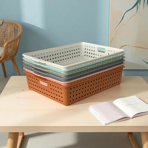 6 حزمة سلال ورق ملونة في الفصل الدراسي ، صينية تنظيم المكتب لأوراق A4 ، صناديق الورق البلاستيكية لتخزين الفصول الدراسية ، واتجه في صواني للمعلمين والطلاب ، وصواني غرفة مكتب المكتب (لون مشرق) in Kuwait