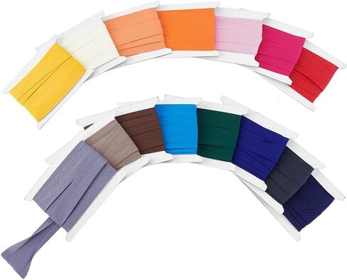 PH PandaHall 34m Double Fold Bias Tape Cotton Bias Binding Tape, 15 Colors Seam Binding for Crafts Continuous Bulk Bias Tape for Sewing Quilting Binding Hemming Apparel Craft, 20~22mm in Saudi Arabia