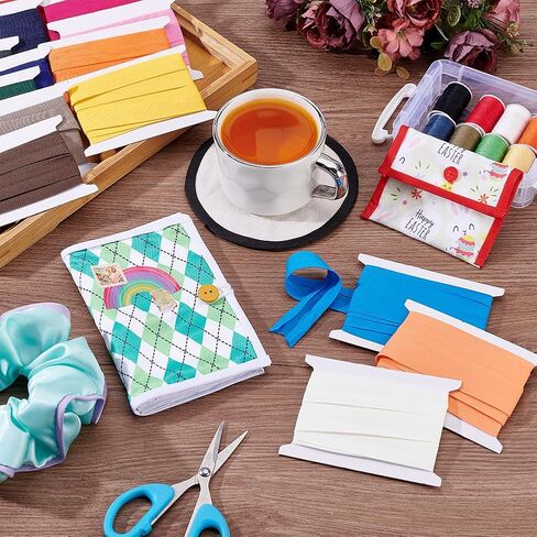 PH PandaHall 34m Double Fold Bias Tape Cotton Bias Binding Tape, 15 Colors Seam Binding for Crafts Continuous Bulk Bias Tape for Sewing Quilting Binding Hemming Apparel Craft, 20~22mm in Saudi Arabia