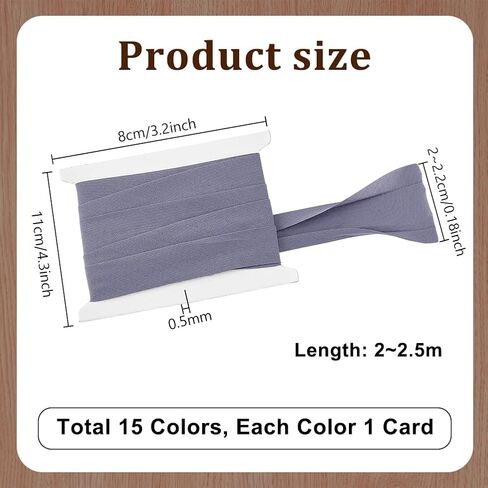 PH PandaHall 34m Double Fold Bias Tape Cotton Bias Binding Tape, 15 Colors Seam Binding for Crafts Continuous Bulk Bias Tape for Sewing Quilting Binding Hemming Apparel Craft, 20~22mm in Saudi Arabia