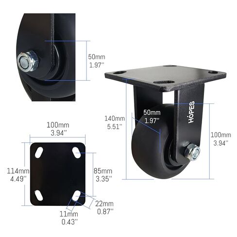 HOPES 4 X 2 inch Heavy Duty Casters,Rubber Casters Wheel,Flat Industrial Caster - Set of 4 - Use for Truck Dollies,Workbench,Transport,Handcarts,Utility cart (2 Brake & 2 Rigid, 1800lbs) in Saudi Arabia