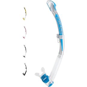 Cressi Adult Semi-Dry Snorkel for Scuba Diving, Snorkeling, and Apnea- Quick Release Snorkel Keeper, Purge Valve - Corfu- Made in Italy
