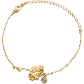 vdwv Birth Flower Bracelets Floral Birthstone Bracelets Wildflower Leaves Bracelet Birth Month Floral Birthstone Pendant Bracelet for Girls Elegant Gift for Women
