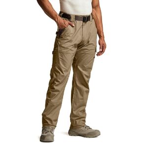 CQR Men's Flex Ripstop Work Pants, Water Resistant Tactical Pants, Outdoor Utility Operator EDC Cargo Pants