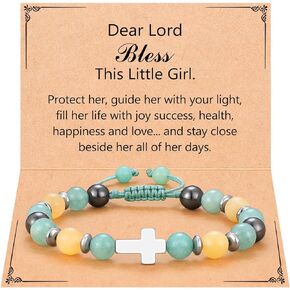UPROMI Cross Bracelet for Girls Baptism Communion Confirmation Gifts