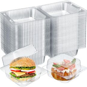 Tticai 300 Pcs Clear Plastic Take out Containers 5 x 5 inch Disposable Plastic To Go Containers with Clear Lids Clear Hinged Plastic Containers Clamshell Dessert Container with Lid