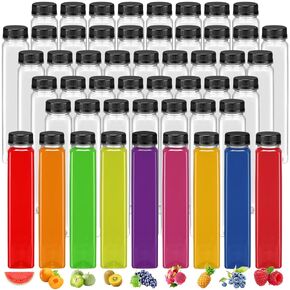 Tanlade 50 Pack Plastic Juice Bottles 12 oz Empty Clear Beverage Bottle with Tamper Evident Caps Reusable Containers Portable Water Bottle Bulk for Juicing Drinking Milkshake Smoothie Homemade Drinks in Saudi Arabia