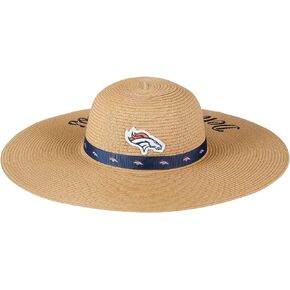 FOCO Women's NFL Team Logo Ladies Fashion Beach Sun Wordmark Straw Hat
