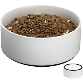 Kitwinney Non Slip Dog Bowls, Ceramic Dog Food Bowl with Silicone Base, 8" Large Dog Water Bowl No Spill, Heavy Modern Pet Feeding Bowl for Medium-Sized Dogs and Large Breed, Microwaveable (White)