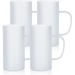 PYD Life Sublimation Glass Blanks Mug Frosted Glass Tumblers 22 OZ Coffee Beer Mugs Cups with Handle for Cricut Mug Press and Tumbler Heat Press 4 Pack