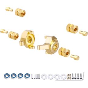 Brass Steering Knuckles Extended Wheel Hex Hubs with Ball Bearings Compatible with Axial 1: 24 SCX24 RC Crawler Car Upgrades Parts (Black Gold)