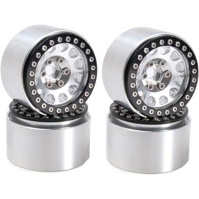 RCLions Aluminum Alloy 1.9 Beadlock Wheels Rims 35mm for SCX10 D90 TRX4 1/10 RC Crawler Car-Pack of 4pcs (Black)
