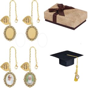 Bylion Class of 2024 Graduation Cap Photo Charm Antique Photo Charms I Always with You Memorial Ceremony College Gift DIY Grad Photo Chain with Glass Wear on Cap in Memory for Graduation