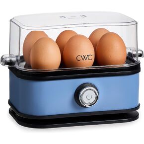 COOK WITH COLOR: 210 Watt Egg Cooker - 6 Egg Capacity, Rapid Cook Time, Auto Shut Off, with Tray, Measuring Cup, and Lid, Navy