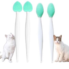 JGocot Cat Black Chin Cleaning Brush,Cat Chin Black Seed Brush,Cat Chin Acne Brush Soft Silicone Cat Grooming Scraper Brush Exfoliating Double-Sided Cat Brush (4PCS)