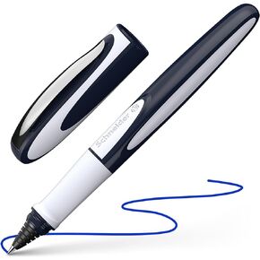 Schneider Ray Cartridge Rollerball Pen M (Medium), Refillable, Dark Blue/Light Gray Barrel, Royal Blue Erasable Ink Cartridge, Pack of 1 Pen (187803)