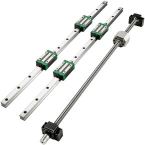VEVOR Linear Guide Rail, 2Pcs HGR20-1700mm Linear Slide Rail, with 1Pcs RM1605-1700mm Ballscrew with BF12/BK12 Kit Linear Slide Rail Guide Rail Square, for DIY CNC Routers Lathes Mills