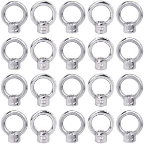 PAGOW 20 Pcs Stainless Steel 316 Lifting Eye Nut, 1/4" UNC Heavy Duty Marine Grade, Hardware Ring Shaped Eye Bolt