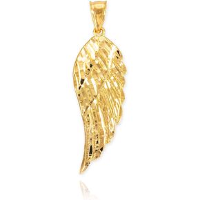 10K Gold Angel Wing Charm Pendant Sizes (S-L) - Choice of Metal