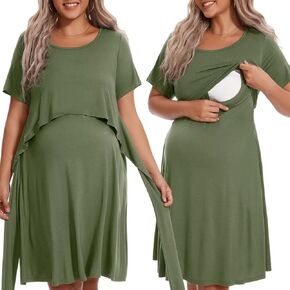 MONNURO Plus Size Nursing Nightgown Labor and Delivery Gown for Hospital Maternity Romper Sleepwear