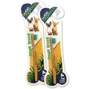 Woobamboo! Eco-Friendly Small Breed Dog and Cat Bamboo Toothbrush (Pack of 2)