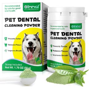 Teeth Cleaning Powder for Dogs, Dog Breath Freshener, Dental Powder for Dogs Teeth with Probiotics Help Reduce Bad Breath, Plaque Tartar Remover, Dog Tooth Powder for Small, Medium, Large Dogs 50g