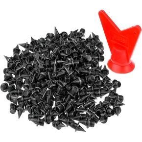 Wobe 200 Pcs 1/4 Inch Stainless Steel Spikes with 1 Pcs Spike Wrench, 0.25" Length Track and Cross Country Spikes Shoe Replacement Spikes for Sprint Sports Short Running Shoes