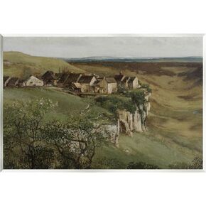 Stupell Industries Cliff Cottages Rural Landscape Wood Wall Art, Design by Lettered and Lined