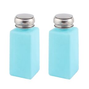 uxcell Metal Cap Plastic Lab Press Pumping Anti-flux Liquid Bottle Dispenser Container 250ml 2pcs Blue