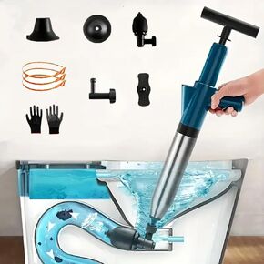 طقم مكبس المرحاض، مكبس تصريف يدوي من الفولاذ المقاوم للصدأ مع قاذف تصريف هواء المرحاض في الوقت الحقيقي للمرحاض للحمامات المطبخ وأحواض الاستحمام in Kuwait