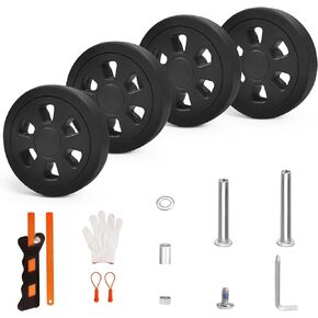 Luggage Wheels Replacement Set 8PCS Dia 2.4in/60mm Thick 0.47in/12mm Suitcase TPU Rubber Inline Wheels with 2 Size Axles Full Set Repair Tool for Spinner Suitcase Trolley Bag Drawbar Travel Box