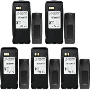 Teseko 5 Pack PMNN4077C PMNN4066A 2600mAh Li-ion Battery Compatible for Motorola XPR6300 XPR6350 XPR6550 XPR6580 XPR6500 XPR6100 XPR6380 DP3400+Belt Clip