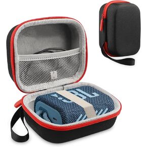 BXIZXD Hard Case for JBL GO3 / Go 3 Eco Portable Bluetooth Speaker, EVA Case for Protection and Outdoor (Black+Red)