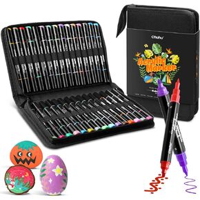 Ohuhu 30 Colors Acrylic Paint Pens : Dual Tips (Round & Fine) Acrylic Markers High Opacity Paint Markers Waterproof Lightfast for Rock Painting Easter Eggs Wood Glass Ceramic Canvas