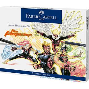 Faber-Castell Comic Illustration Set - The Famazings Superhero Comic Book Drawing Kit - Draw with Pitt Artist Pens & Goldfaber Coloring Pencils