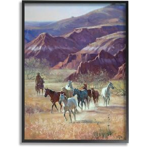 Stupell Industries Horses in Canyon Landscape Black Framed Giclee Art Design by Jack Sorenson
