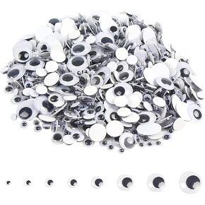 FOIMAS 1020pcs Wiggle Googly Eyes,6mm-20mm Self-Adhesive Wiggle Eyes in Assorted Sizes for DIY Craft,6mm,7mm,8mm,10mm,12mm,15mm,18mm,20mm