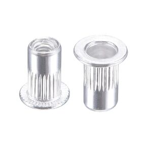uxcell M6 Rivet Nuts Aluminium Alloy Knurled Flat Head Threaded Insert Nut Silver 100pcs