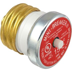 Bussmann, Pack of 1, No Color BP/MB-15 15 Amp Edison Base Plug Fuse Circuit Breaker, 125V