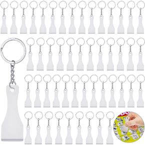50 Pcs Lottery Scratcher Tool Plastic Scraper Tool Keychain Scoop Shape Lotto Scratcher Keyring Gambler Lucky Gift for Lottery Tickets Stickers Labels Films Sublimation Multifunction