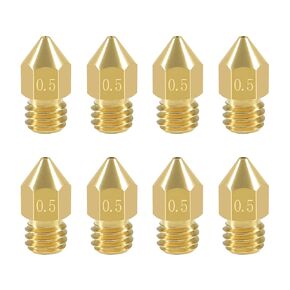 Aokin 8 Pcs 0.6mm MK8 Extruder Nozzles 3D Printer Nozzles for Creality Ender 3/3 Pro/3 V2, Ender 5/5 Pro, CR-10/10S, Makerbot, Anet A8 3D Printer