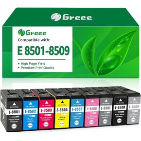 Remanufactured T8501 T8502 T8503 T8504 T8505 T8506 T8507 T8508 T8509 Ink Cartridge, T850 Ink, Replacements for Surecolor P800 Inkjet Printer (9 Pack)