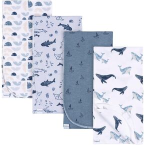 Gerber Unisex Baby 100% Cotton Flannel Receiving Blankets 30x30 Inches (Pack of 4), Animal Geo Girl, One Size