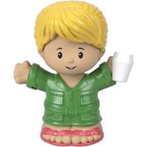 Fisher-Price Little-People Figure - HCG95 ~ Coffee Shop Customer with Long Blonde Ponytail, Dressed in Green and Holding Coffee Cup ~ Works Great with Any Little-People Playset
