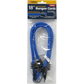 CargoLoc 62321 Bungee Cords with High Tensile Steel Hooks, 18-Inch, Blue, 2-Piece